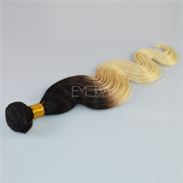 Indian remy human hair 1b 613 two tone hair weft ombre CX019